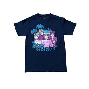 The Golden Girls Stay Golden Graphic T-Shirt Navy Blue Retro TV Show Small